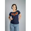 Красива жіноча вишита футболка у синьому кольорі із квітковим орнаментом «Маковий цвіт» Красива жіноча вишита футболка у синьому кольорі із квітковим орнаментом «Маковий цвіт»