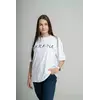 Жіноча вишита oversize футболка білого кольору в сучасному стилі "Україна" Жіноча вишита oversize футболка білого кольору в сучасному стилі "Україна"