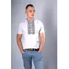 Українська чоловіча вишита футболка "Гетьман" біла з сірим Українська чоловіча вишита футболка "Гетьман" біла з сірим