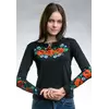 Чорна жіноча вишита футболка на довгий рукав в етно стилі «Макове поле» Чорна жіноча вишита футболка на довгий рукав в етно стилі «Макове поле»