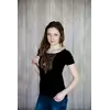 Женская черная вышитая футболка в украинском стиле «Гуцулка (коричневая вышивка)»