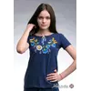 Жіноча вишита футболка на темно-синьому "Віночок"