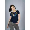 Жіноча вишита футболка темно-синього кольору із квітковим орнаментом в українському стилі «Віночок» Жіноча вишита футболка темно-синього кольору із квітковим орнаментом в українському стилі «Віночок»