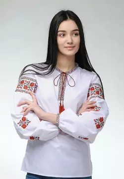 Женская вышитая блуза с длинным рукавом с цветочным орнаментом «Розочки»
