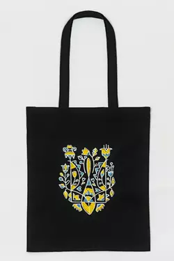 Эко-сумка "Тризуб квітковий" черная