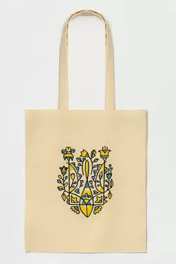 Эко-сумка для покупок "Тризуб цветочный" бежевая