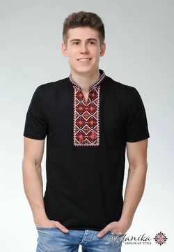 Мужская футболка с коротким рукавом черного цвета машинной вышивки «Атаманская»