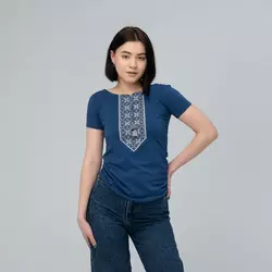 Жіноча футболка з вишивкою "Сила Роду" синя Жіноча футболка з вишивкою "Сила Роду" синя