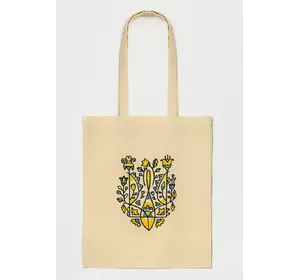 Эко-сумка для покупок "Тризуб цветочный" бежевая