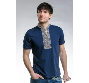 Мужская футболка с вышивкой в украинском стиле «Казацкая (бежевая вышивка)»