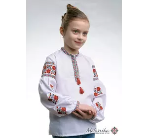 Вышитая блузка для девочки с длинным рукавом с цветочным орнаментом «Розочки»