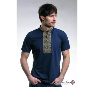 Оригинальная мужская вышитая футболка «Казацкая (зеленая вышивка)»
