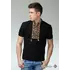 Черная мужская вышитая футболка в современном стиле «Атаманская (золотая вышивка)»