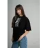 Чорна жіноча оверсайз футболка з геометричною вишивкою "Низинка" Чорна жіноча оверсайз футболка з геометричною вишивкою "Низинка"