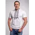 Украинская мужская вышитая футболка "Гетьман" белая с серым